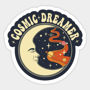 Cosmic dreamer and moon Sticker